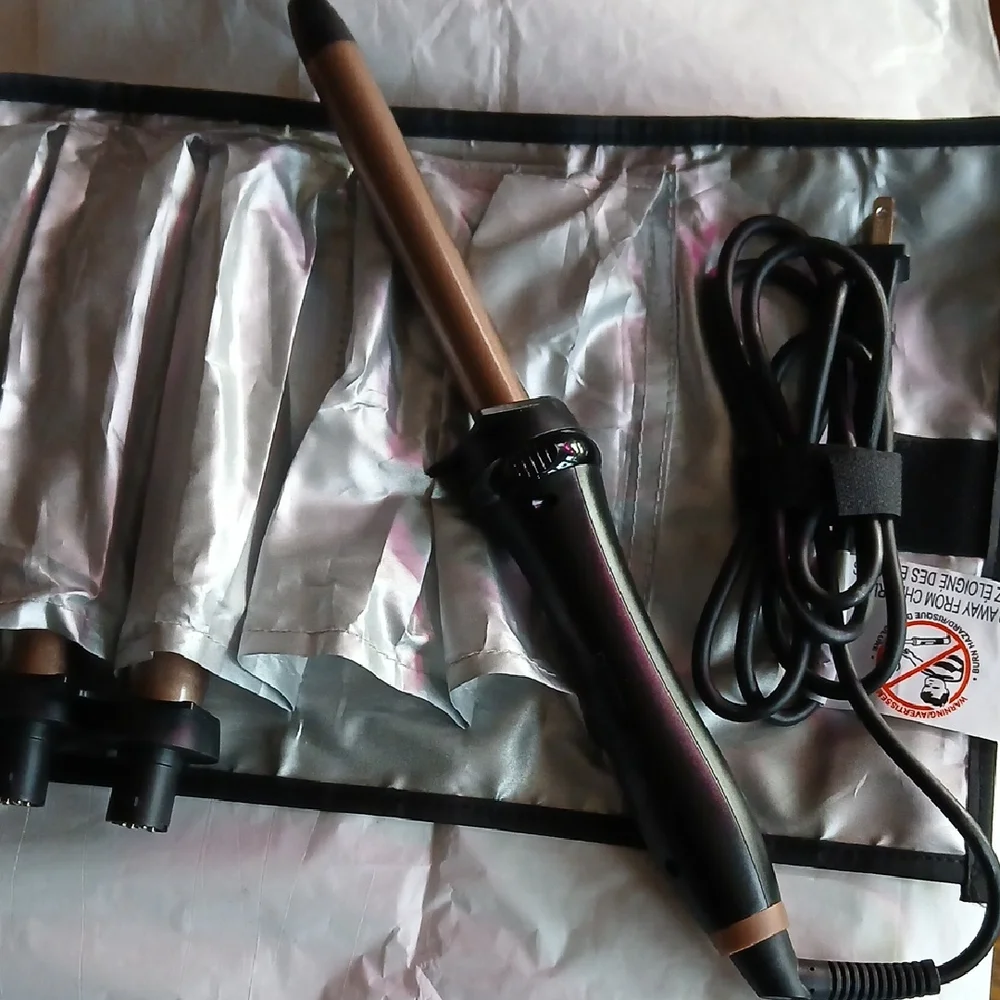 Hair Curlers✨️, 5 in 1 Curling Wand Hair Styler in Black and Tan